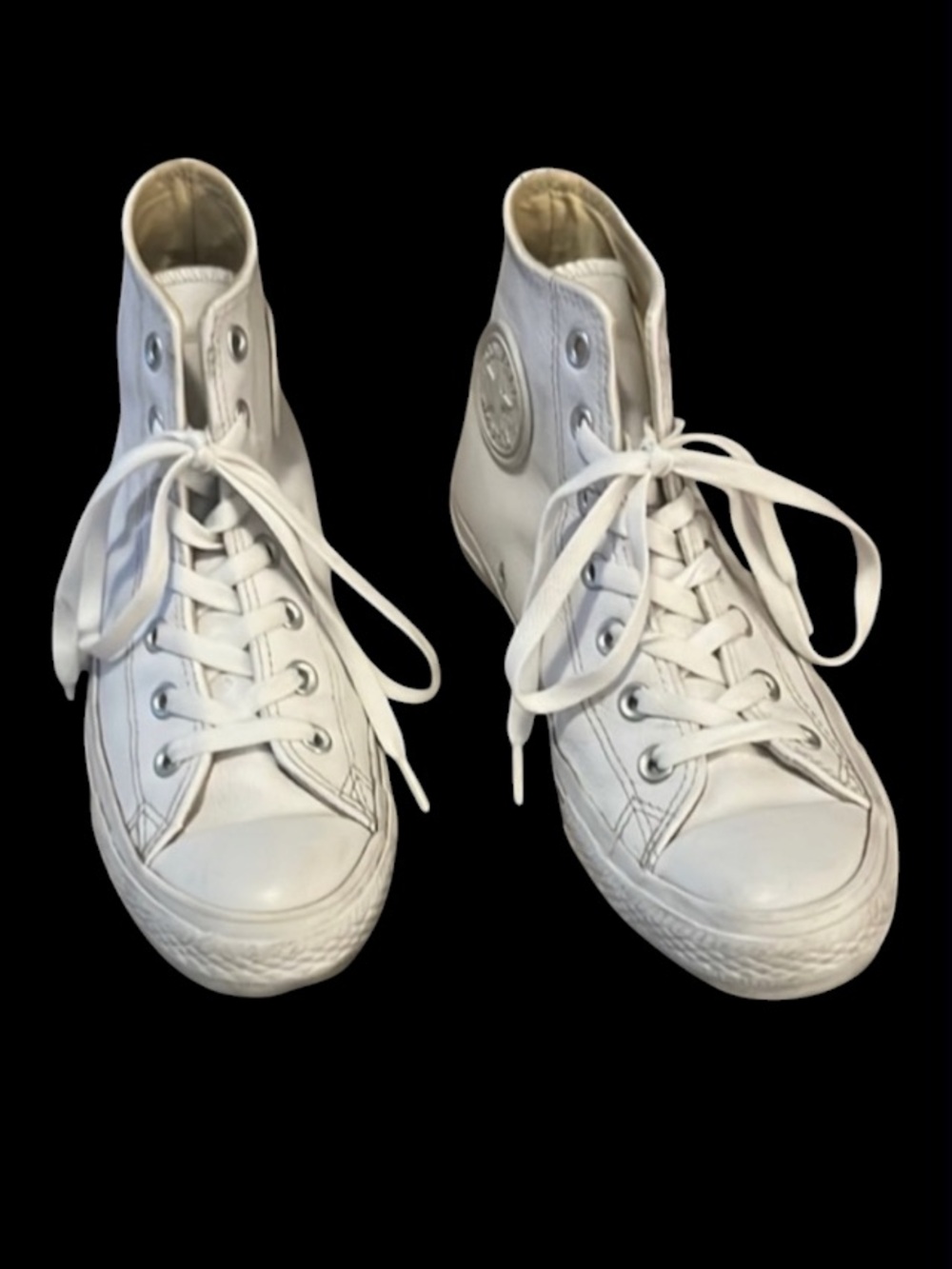 Converse Chuck Taylor All Star White Leather Hightop Lace Up Sneakers W-8 M-6